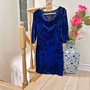 Elegant Blue Velvet Dress